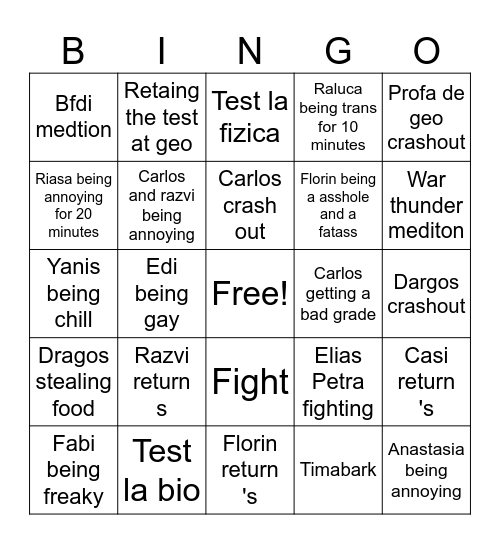 Clasa a 6 a bingo AFTER VAICATION Bingo Card