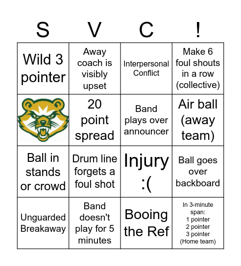 Bearcat Basketball Bingo Card