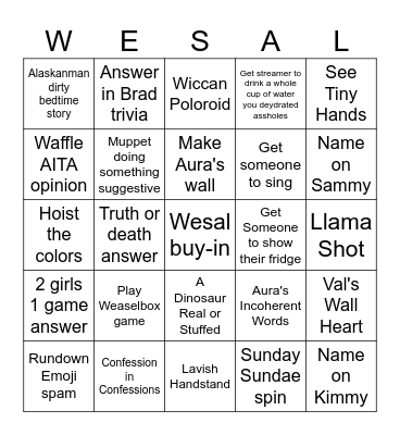 Screencap a fox gift and typing wesal in chat to make a line or diagonal Bingo Card