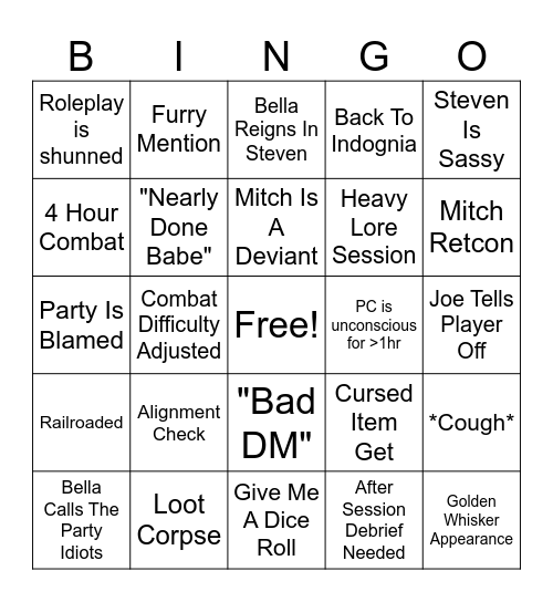 D&D Bingo Card