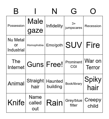 2000s horror Bingo Card