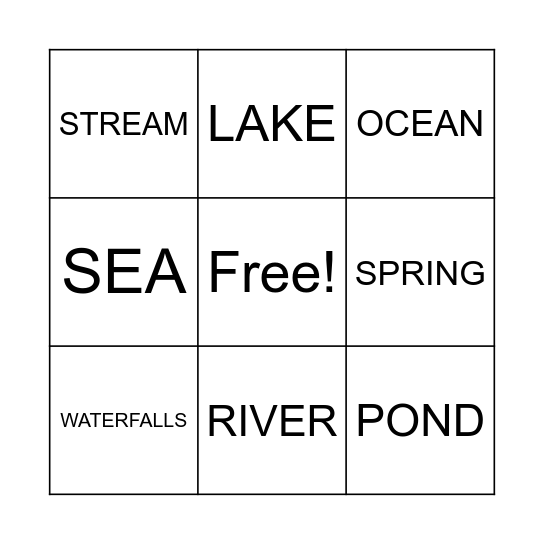 WATERFORMS Bingo Card