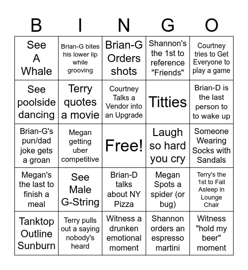 40th Birthday Bingo Card