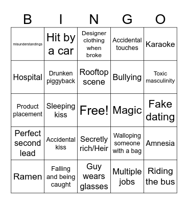 K-drama Bingo Card