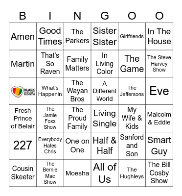 BLACK TV Shows Bingo Card