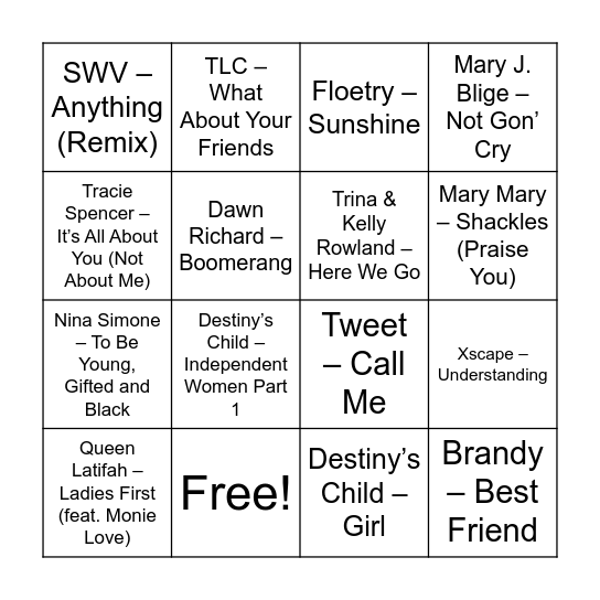 Sisterhood & Solidarity Bingo Card