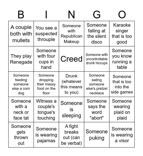 Beerfest 2025 Bingo Card