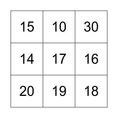 Number Bingo Card