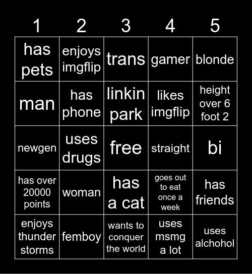 70lastchance's bingo thing idk Bingo Card