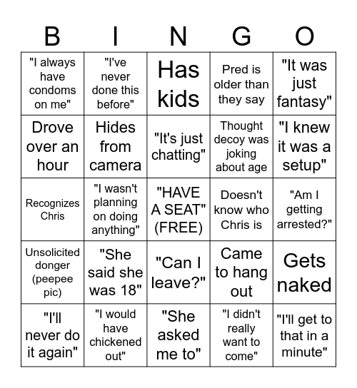 PREDO BINGO Card
