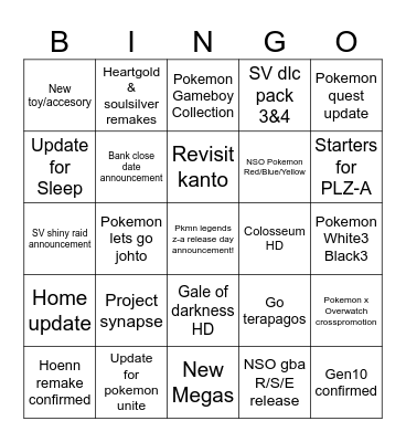 Pokemon Day 2025 Bingo Card
