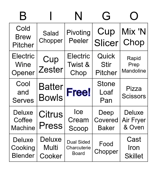 Pampered Chef Bingo Card