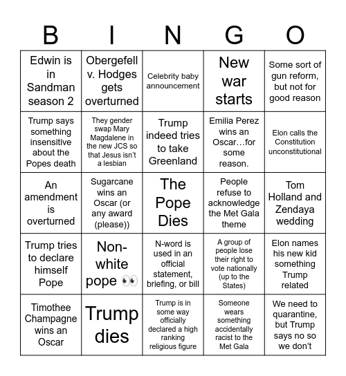 2025 Bingo Card