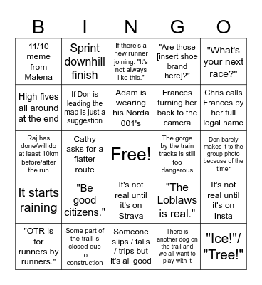 ÜNDA TRAIL RUN Bingo Card