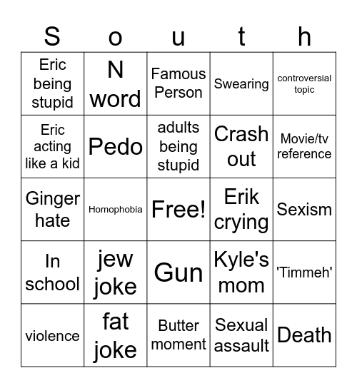 South Park Bingo Card