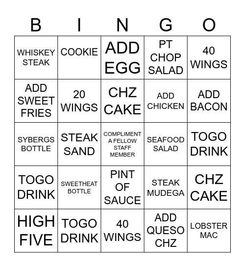 SYBERGS BINGO Card