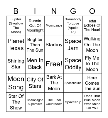 Out Of This World Bingo Card