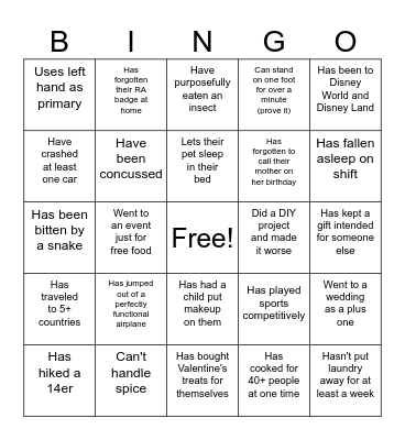 Icebreaker Bingo Card