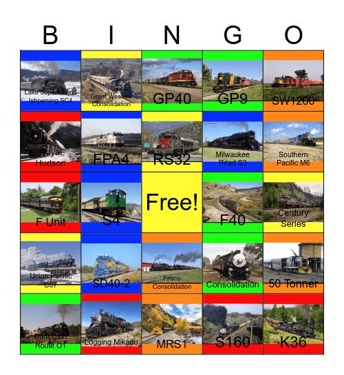 Shortlines of the Western Half of the U.S.A and Canada-Past to the Present Bingo Card