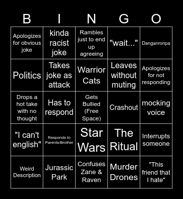 Animal Nerd VC Bingo Card