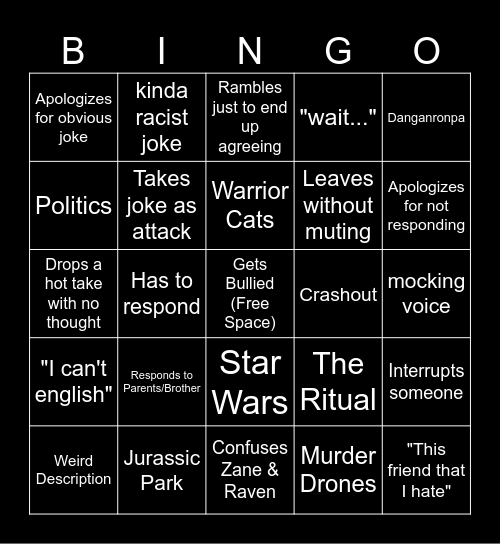 Animal Nerd VC Bingo Card