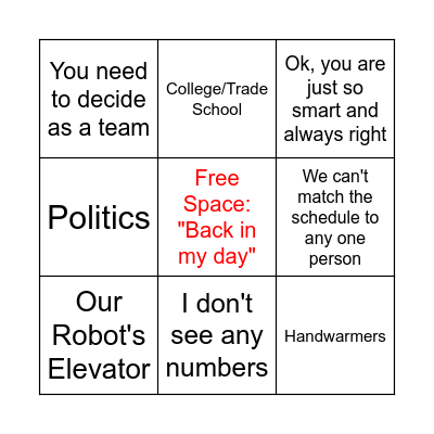 Eliott's Ban List Bingo '25 Bingo Card
