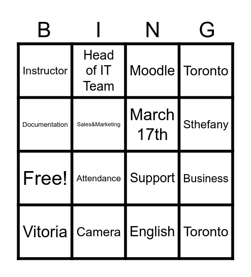 ILAC ORIENTATION Bingo Card