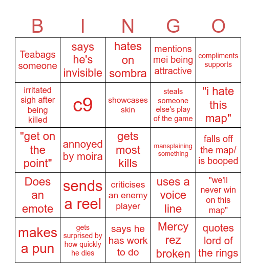 Jake Bingo Card