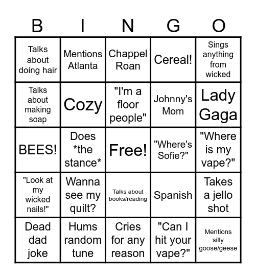 Val's Bingo Card