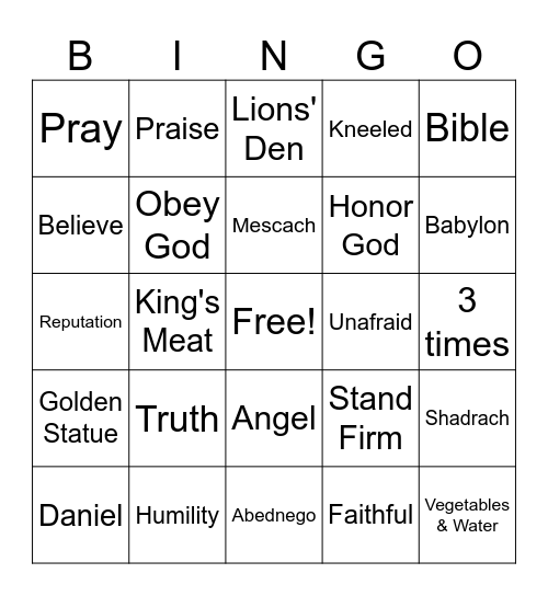 Daniel Bingo Card