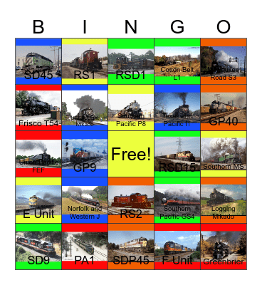 Railway Museums of the U.S.A-Past to the Present Bingo Card