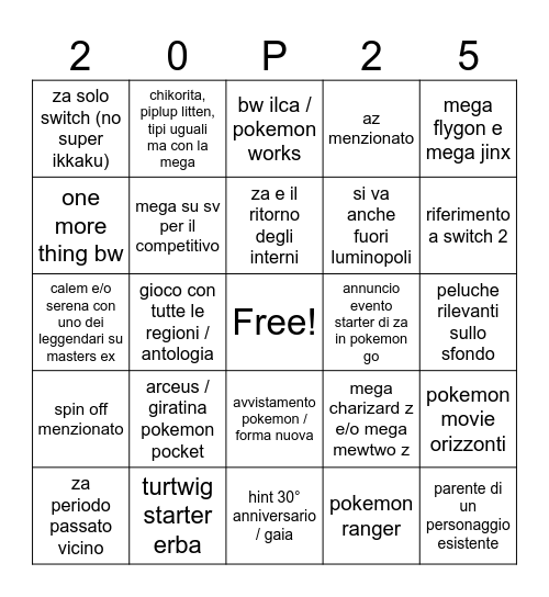pokemon day 2025 Bingo Card