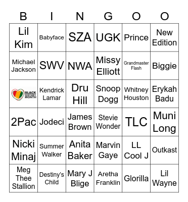 Black Musicians Bingo Card