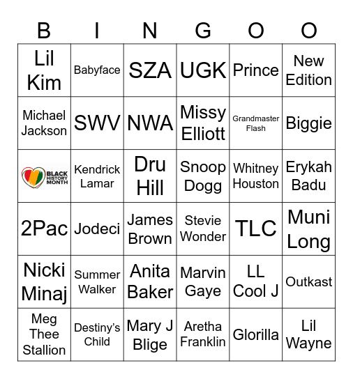 Black Musicians Bingo Card