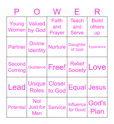Women and the Preisthood Bingo Card