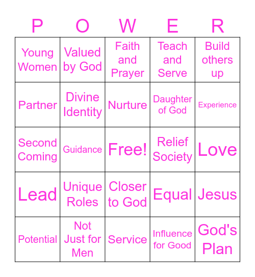 Women and the Preisthood Bingo Card