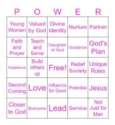 Women and the Preisthood Bingo Card
