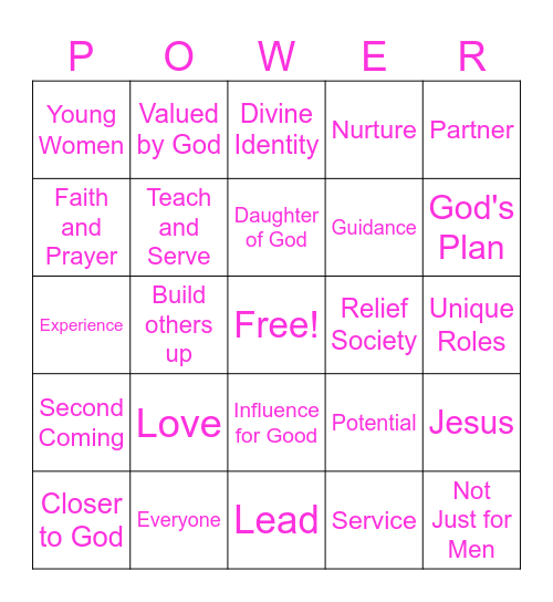 Women and the Preisthood Bingo Card