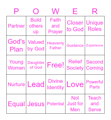 Women and the Preisthood Bingo Card