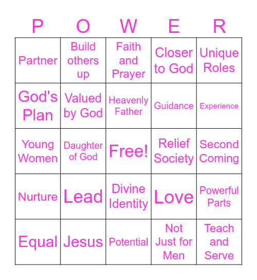 Women and the Preisthood Bingo Card