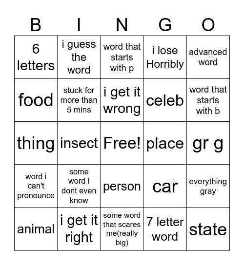 wordle bingo Card