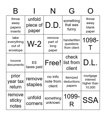 ATTA TAX RETURN PREP Bingo Card