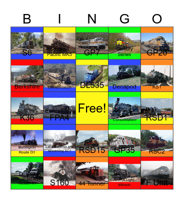 Tourist Railway Lines of the U.S.A-Past to the Present Bingo Card