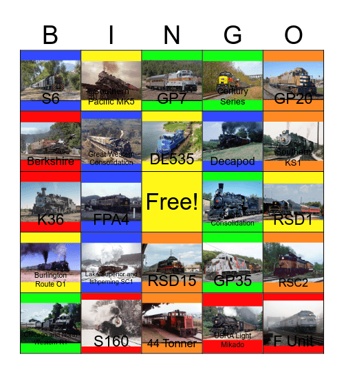 Tourist Railway Lines of the U.S.A-Past to the Present Bingo Card