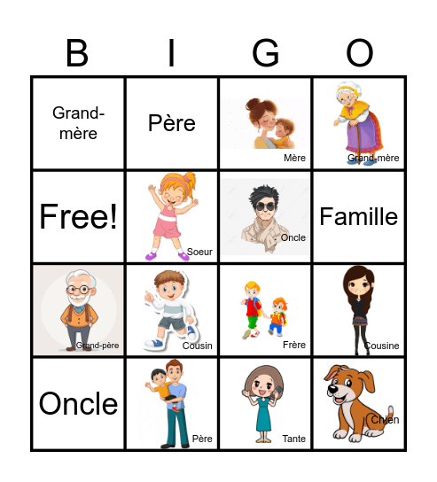 LA FAMILLE Bingo Card