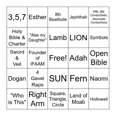 OES BINGO Card