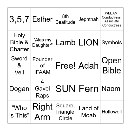OES BINGO Card