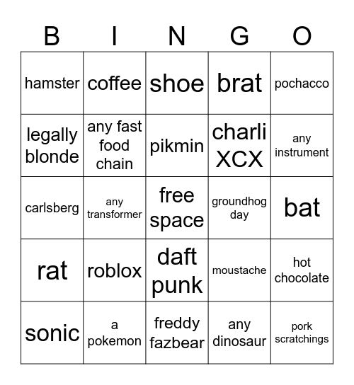 carlsberg the hamster Bingo Card