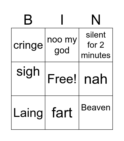 Jamie bingo Card