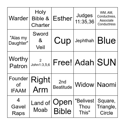 OES BINGO Card